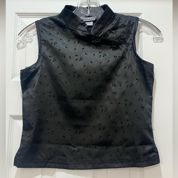 Black Kimono Vest Top Boho Festival Layering Top Minimalist Style Quiet Luxury - Picture 1 of 5